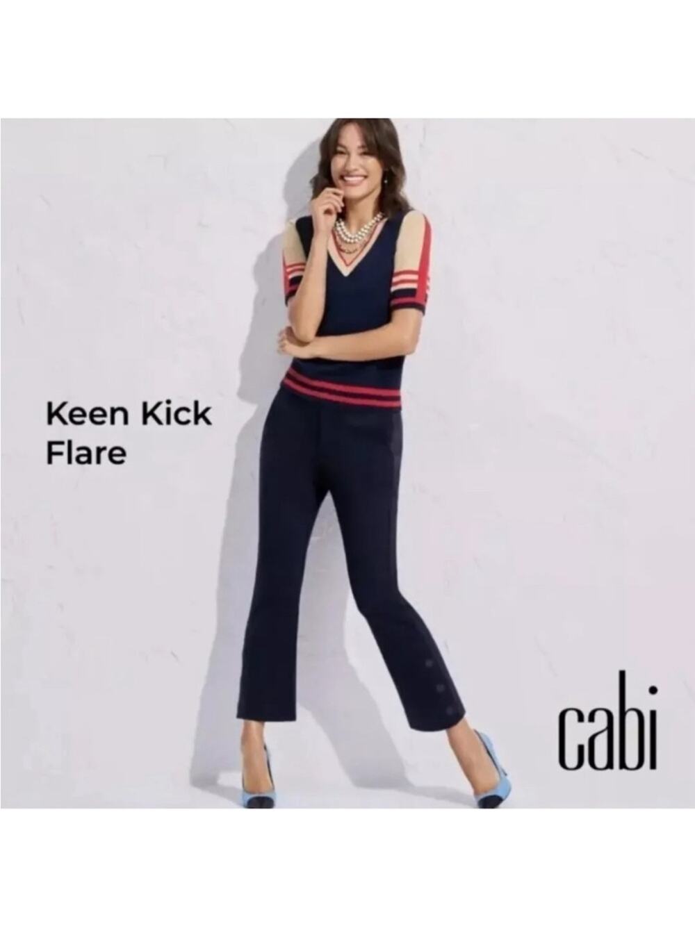 CAbi Keen Kick Flare #6043 Navy Pants Size 6